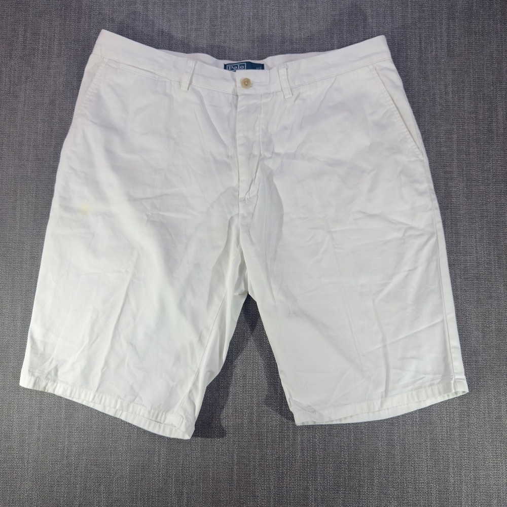 Polo Ralph Lauren Shorts Mens 38 White Chino Regular Fit Flat Front Casual Golf